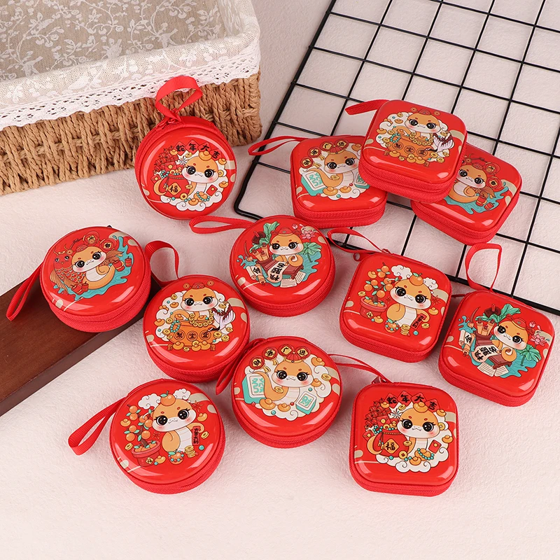 1Pc Cartoon 2025 Year Of Snake Coin Purse Candy Earrings Earphone Organizer Storage Box Kids Toy Organizer Keyring Pendant Gifts