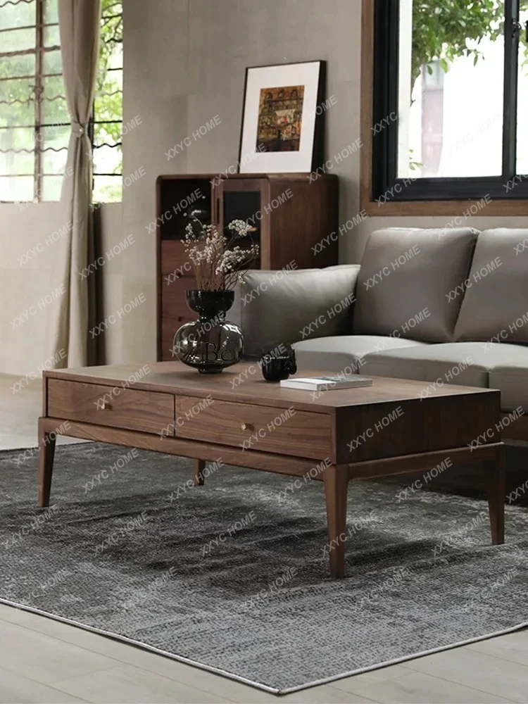 

журнальный столик из массива дерева, прямоугольный, в стиле ретро, простой, из черного ореха