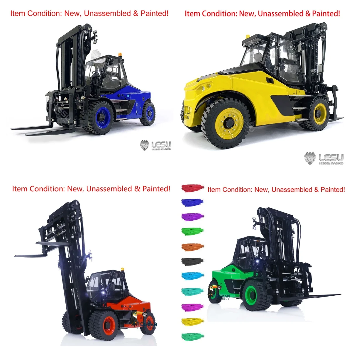 

LESU 1/14 RC Hydraulic Forklift Aoue-LD160S for Painted Radio Control Customize Color Light Sound Trucks Model Toys THZH1463