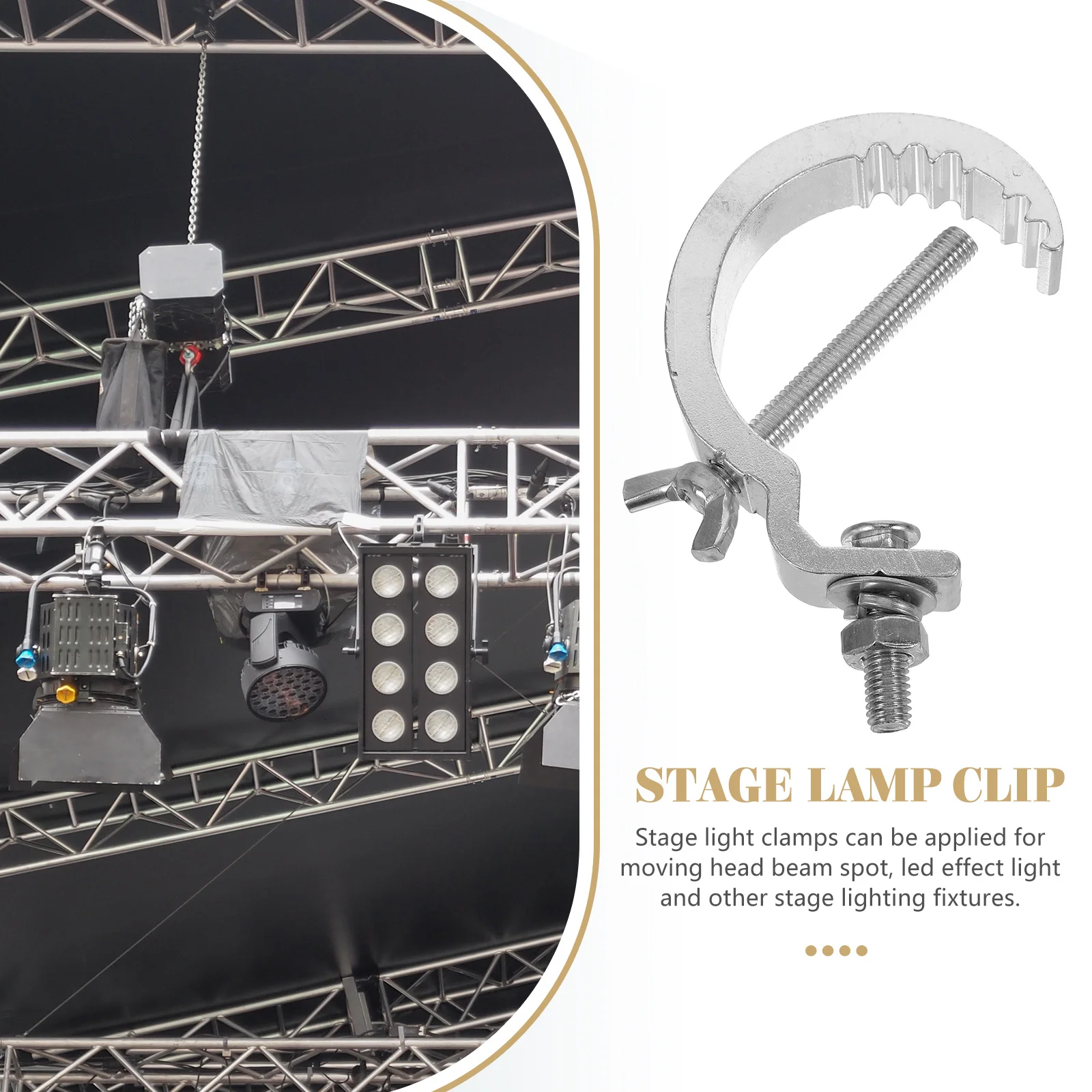 

4pcs Stage Light Hook Truss Clamp Silver Aluminum Heavy Duty Wedding Party Event Spot Effect Mount Accessories