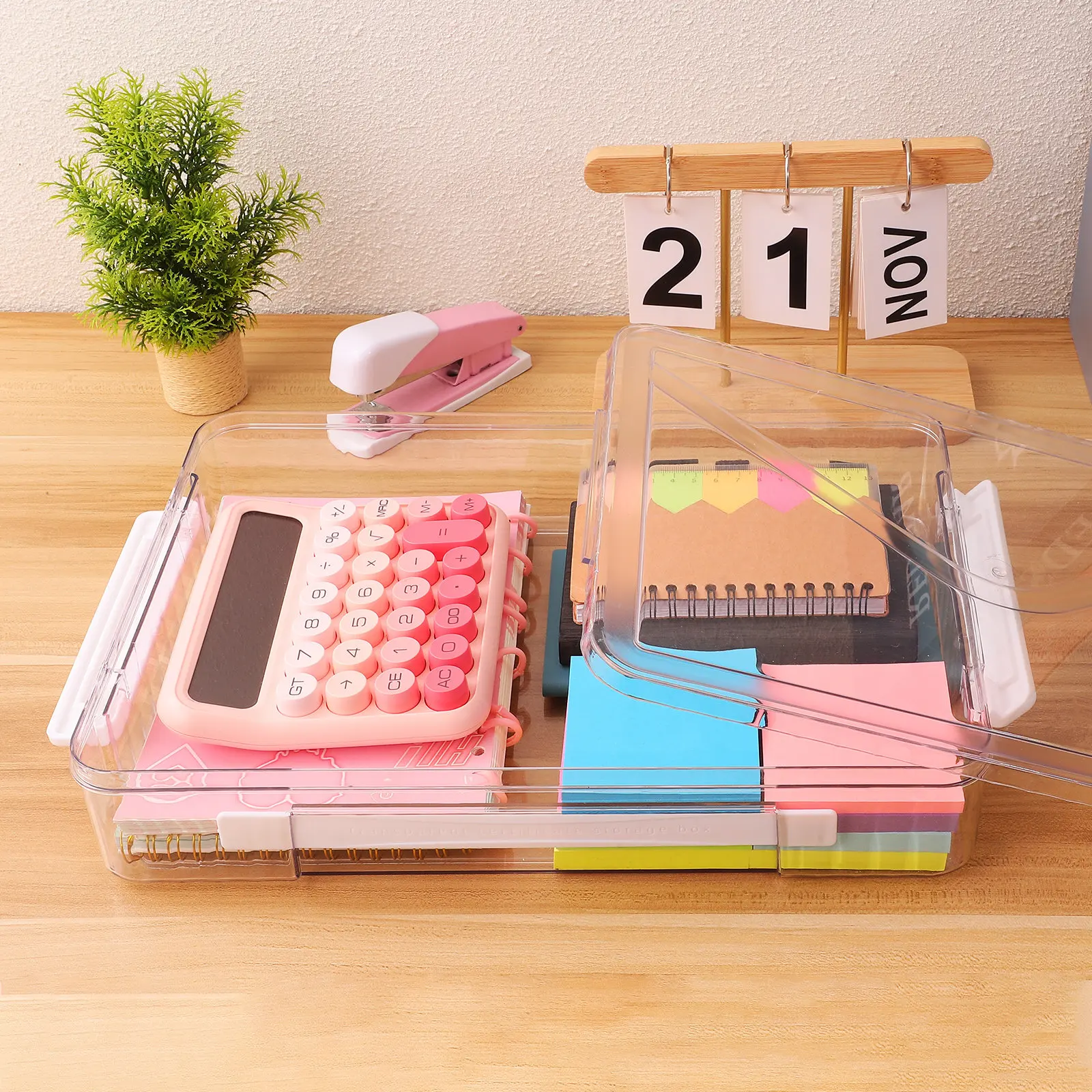 

Plastic Transparent File Box Spacious Document Storage Case Clear Magazine Organizer Box for Office Home School Paper