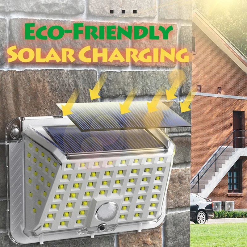 100 LED COB Waterproof Solar Power Lights Outdoor Motion Sensor Sunlight Charging Emergency Lamp Yard Garden Lawn Lightings IP65