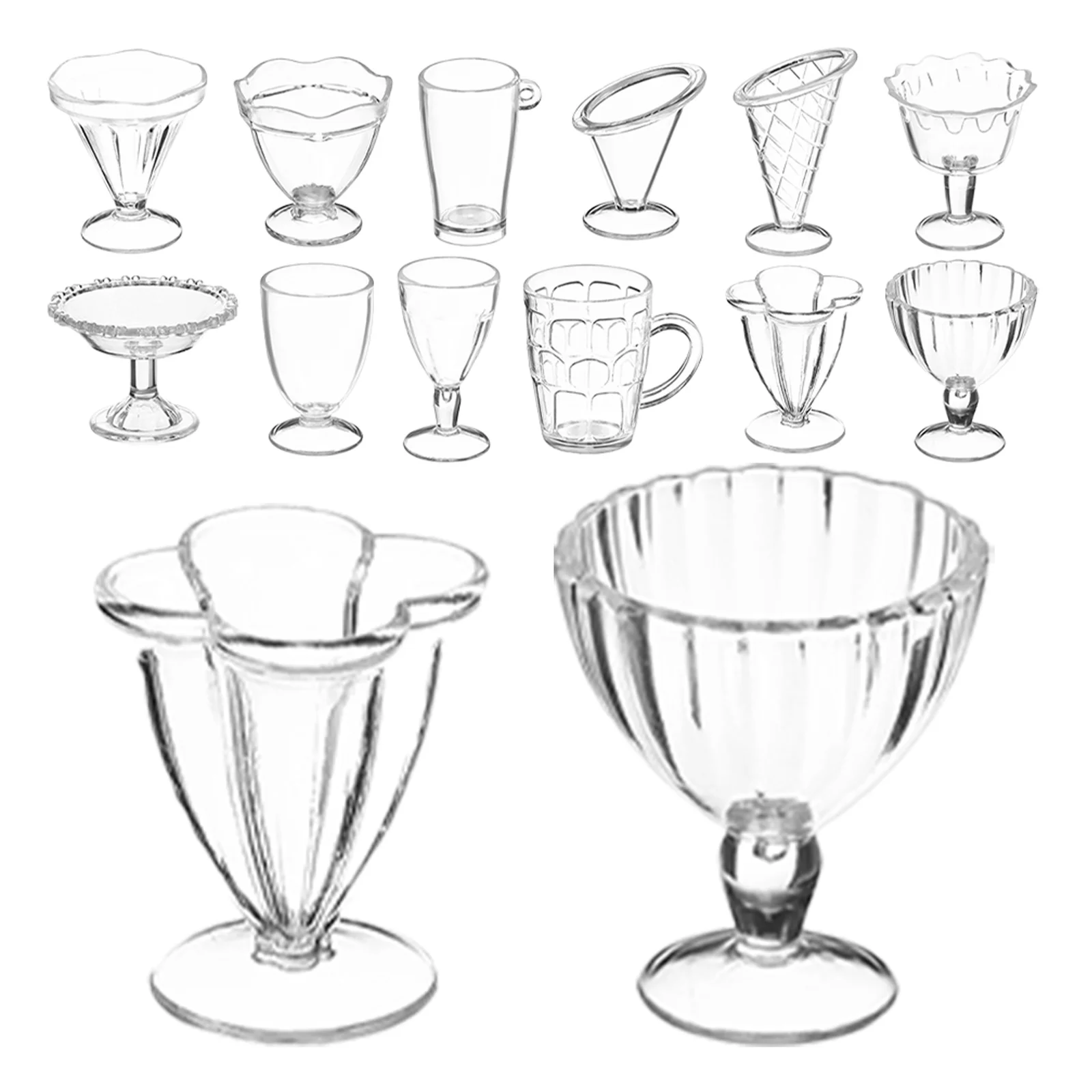 

24 Pcs Mini Ice Cream Cup House Water Mugs Dollhouse Cups Crystal Glass Miniature for Plastic Coffee Child