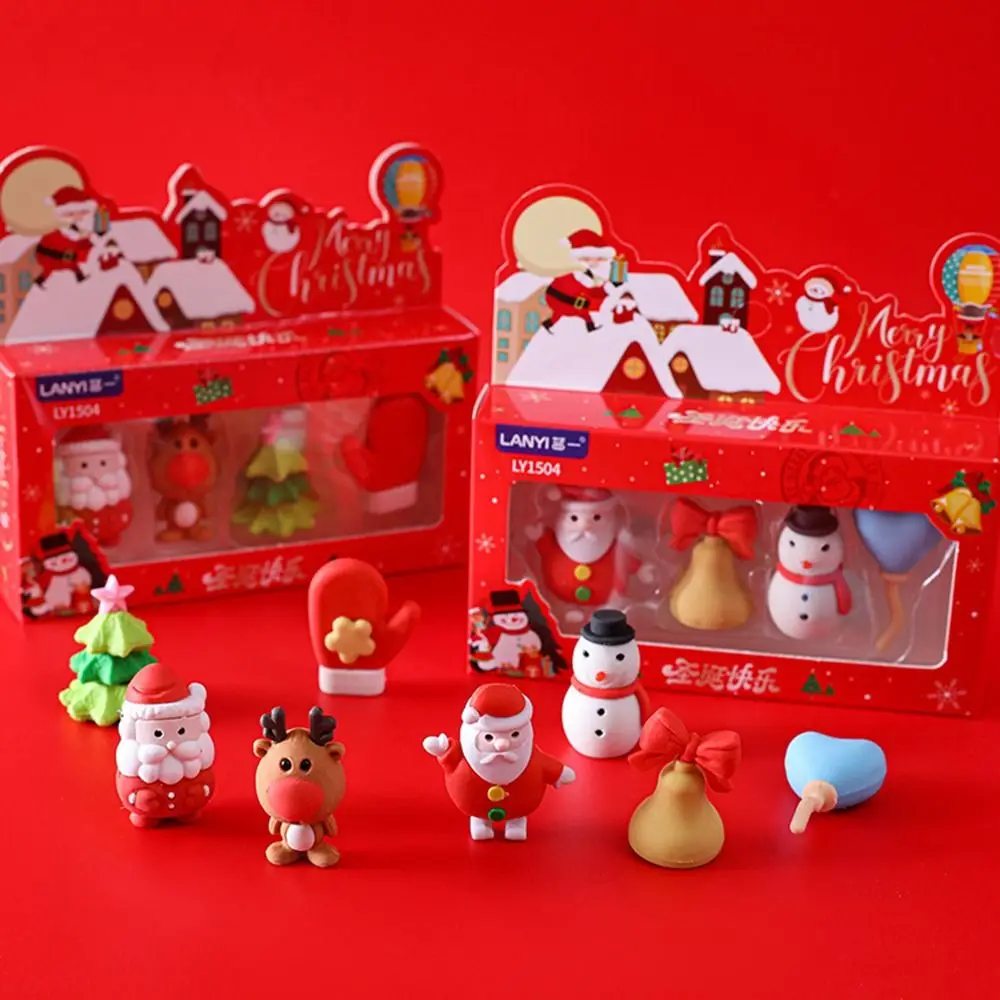 

School Supplies Santa Christmas Eraser Elk Snowmen Christmas Stationery Christmas Tree Good-looking Pencil Erasers Pupils