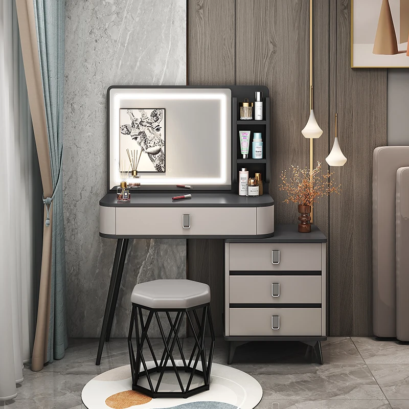 غرفة نوم خزانة إيطالية، طاولة مكياج جديدة، غرفة نوم رئيسية، مكتب بجانب السرير، صندوق تخزين متكامل #5