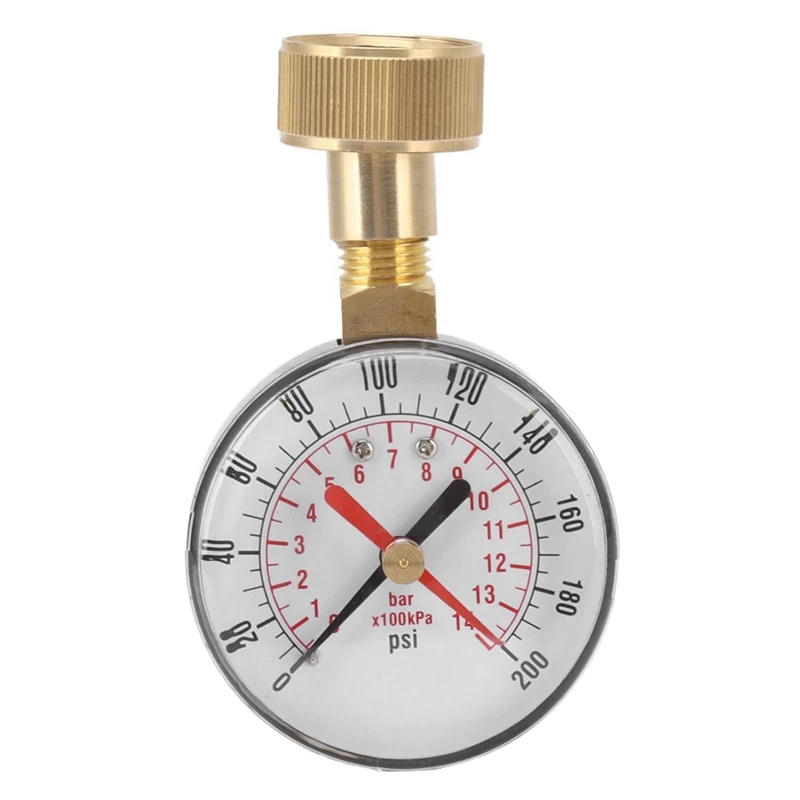 Water Pressure Gauge 0 To 200Psi Universal Water Pressure Test Gauge With 3/4 Female Hose Thread For Easy Install