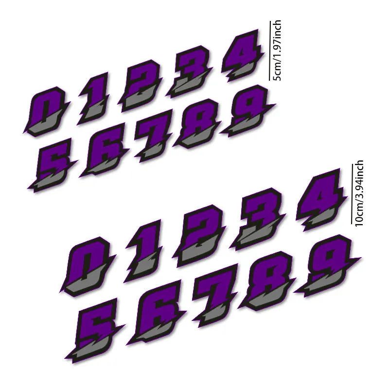 

Purple Number Motorcycle Stickers, Waterproof Vinyl Decals for Fuel Tank, Fairing, Helmet and Bike