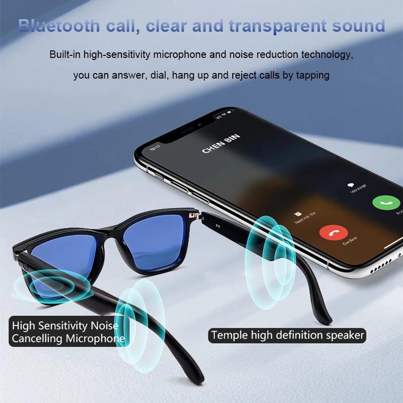 CLLOIO-gafas de lectura con Clip magnético para hombre y mujer, lentes de sol inteligentes con Bluetooth, graduadas para miopía, antirayos azules, polarizadas