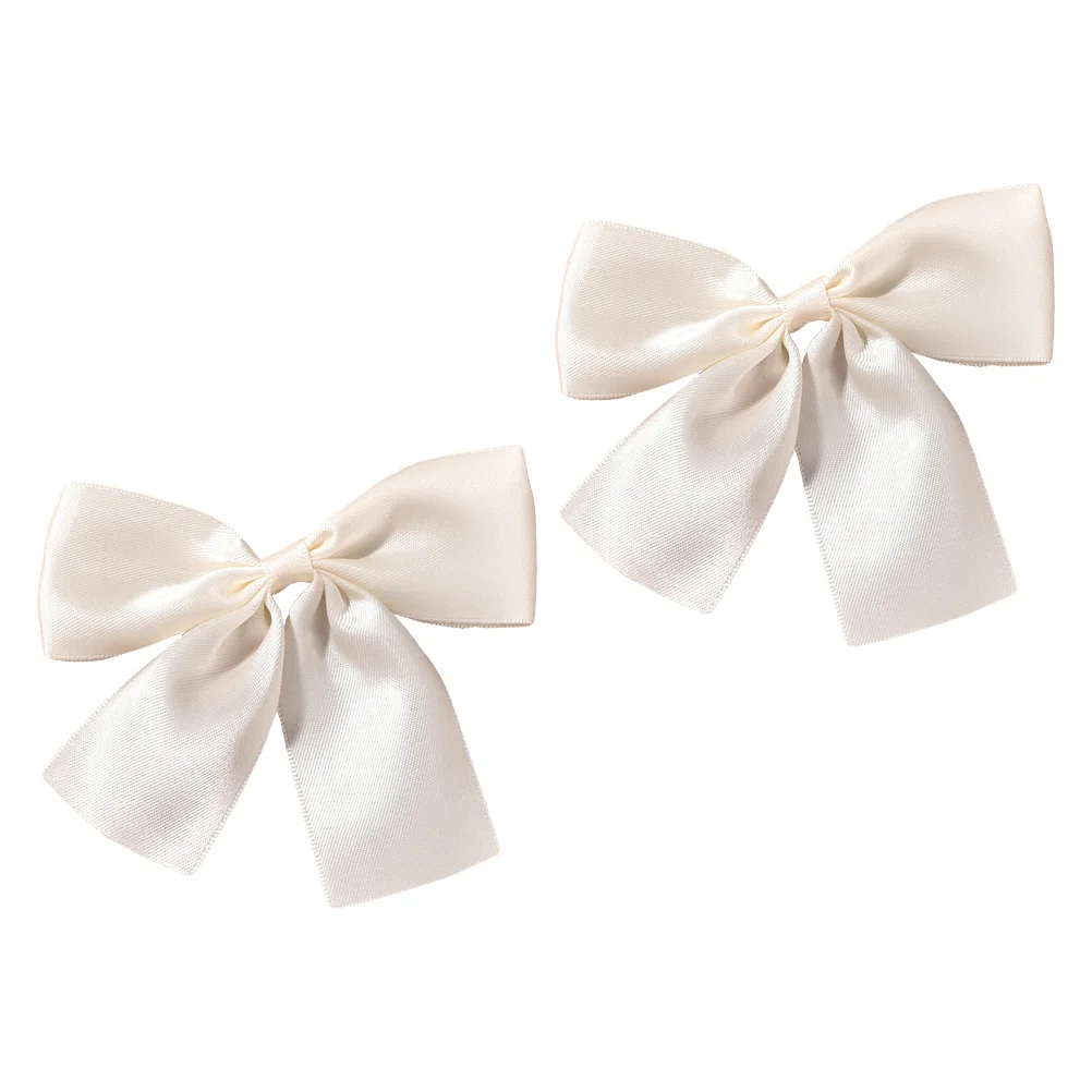 

2 Pcs Bride Wedding Hair Bow Accessories Tie Clip Fabric Bowknot Elegant Toddler White Ribbon