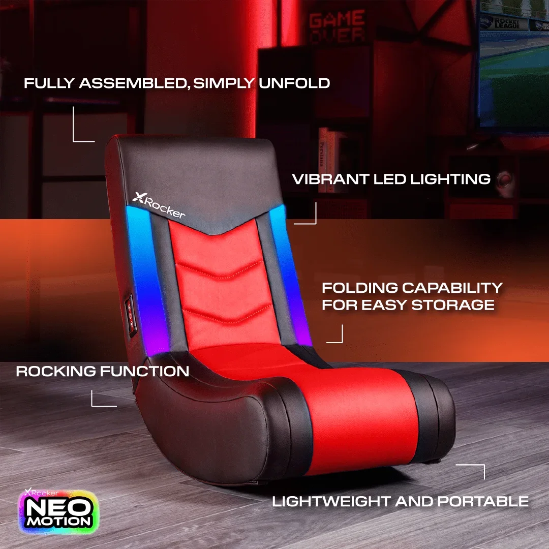 Solo Floor Rocker Gaming Chair with RGB Lighting, Red