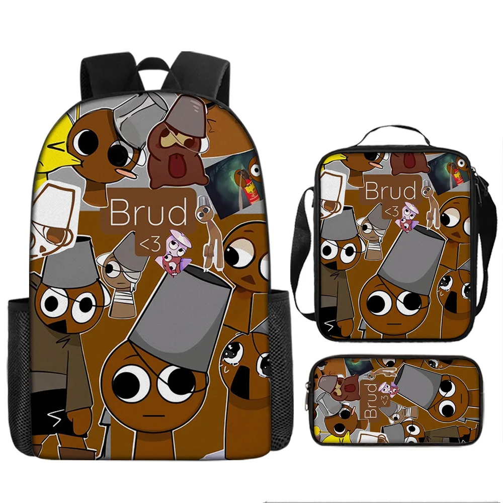 

Popular Youthful Novelty Funny Sprunki 3D Print 3pcs/Set Student Travel bags Laptop Daypack Backpack Lunch Bag Pencil Case