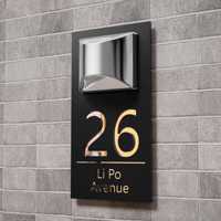 Custom Solar LED House Number Plaque – Outdoor 3D Acrylic Door Sign, Waterproof Lighted Address Display for Wall Decoration