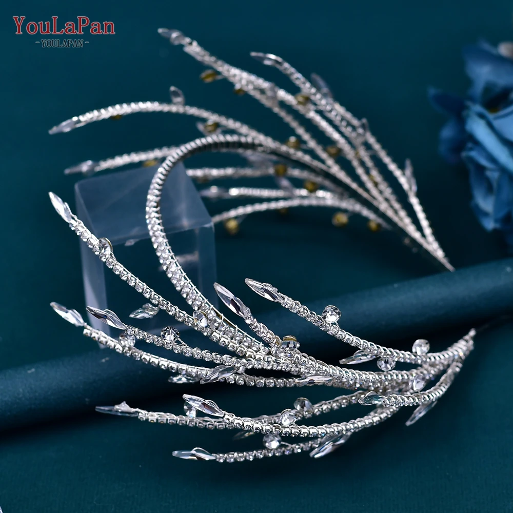 YouLaPan Rhinestone Wedding Tiara Crystal Branches Headband for Bride Woman Hair Accessories Jewelry Party Bridal Headwear HP532