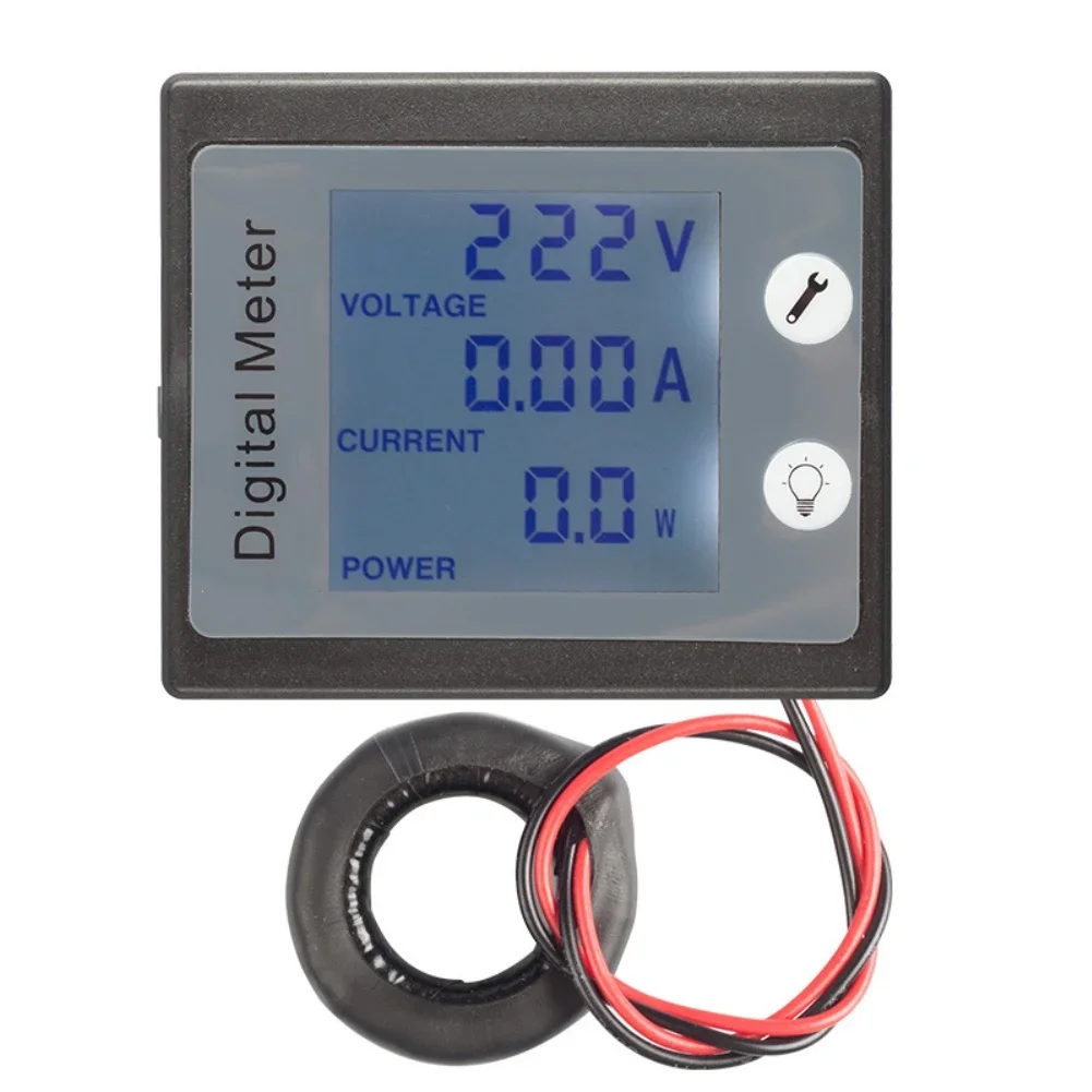 Digital AC Power Monitor With Flashing Overload Alarm For Voltage 80-260V Current 0-100A Power Threshold Setting