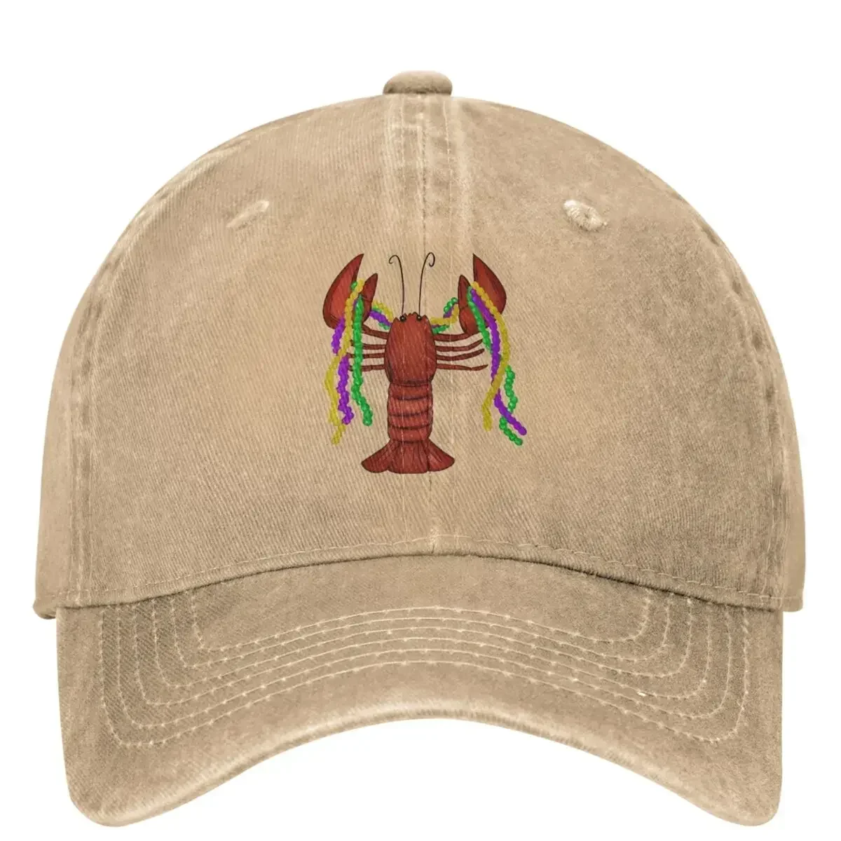 2026 Mardi Gras Crawfish And Beads Washed Baseball Cap Fashion Hip Hop Dad Hats Spring Women Men Outdoor Sport Designer Baseball