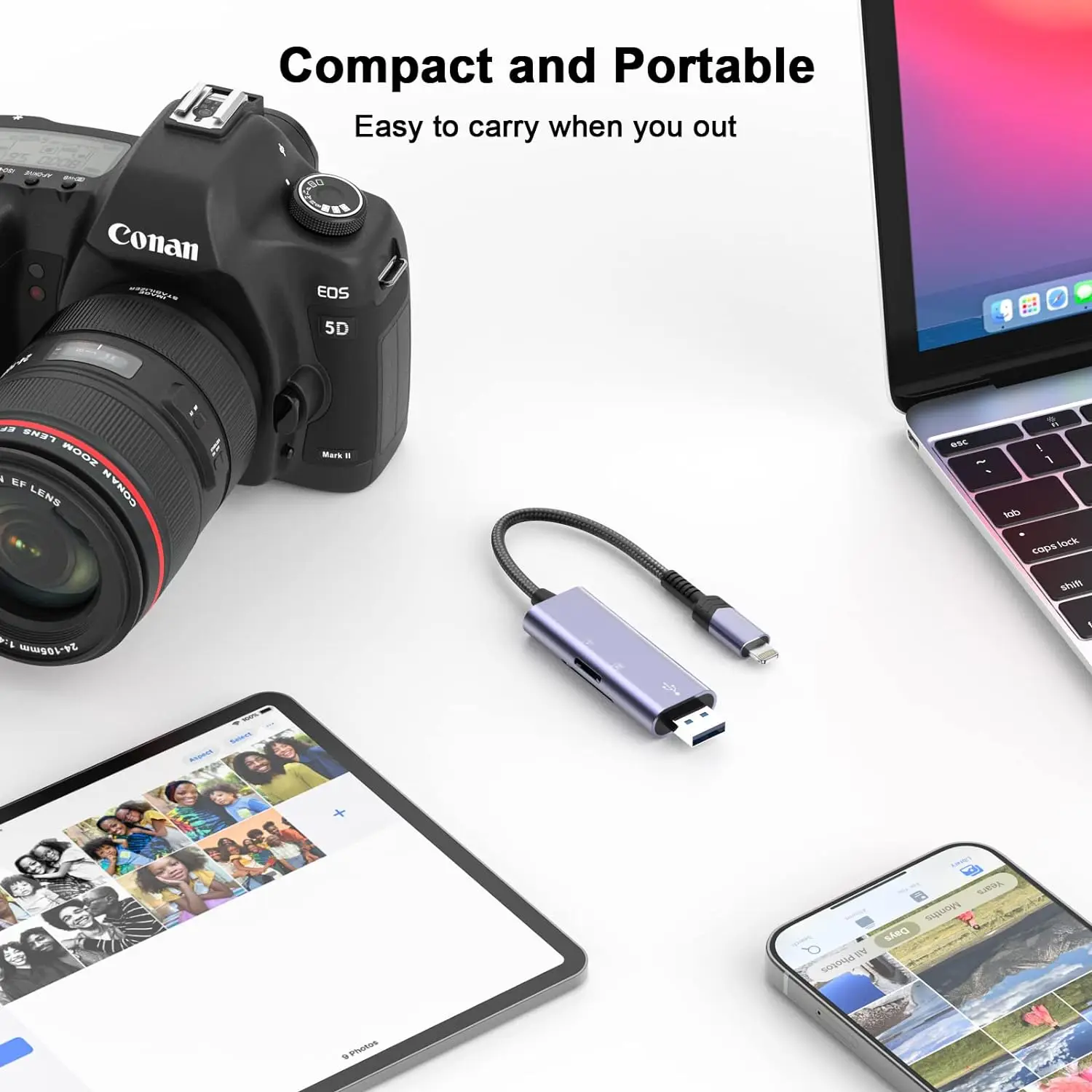 iPhone iPad SD カードリーダー、2-in-1 Lightning & USB 3.0 高速マイクロデュアルスロットメモリカードアダプターカメラメモリカードリーダー