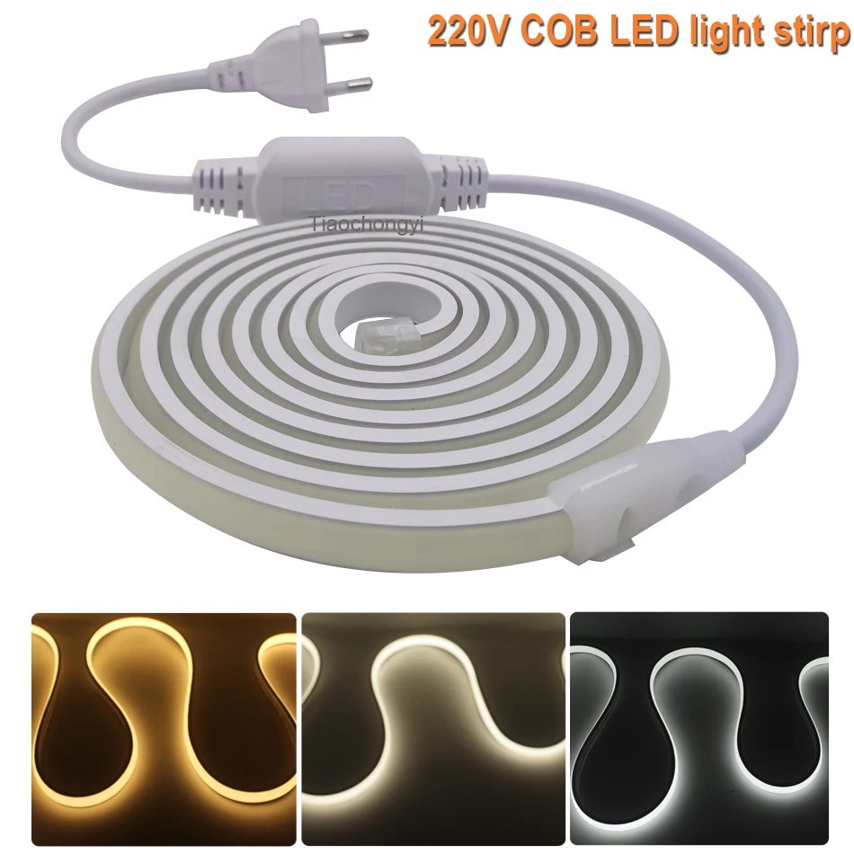 

AC220V COB Neon light LED stirp 288LEDs/m High Bright CRI RA90 IP67 Waterproof Flexible Tube FOB Tape For Garden Home Decor