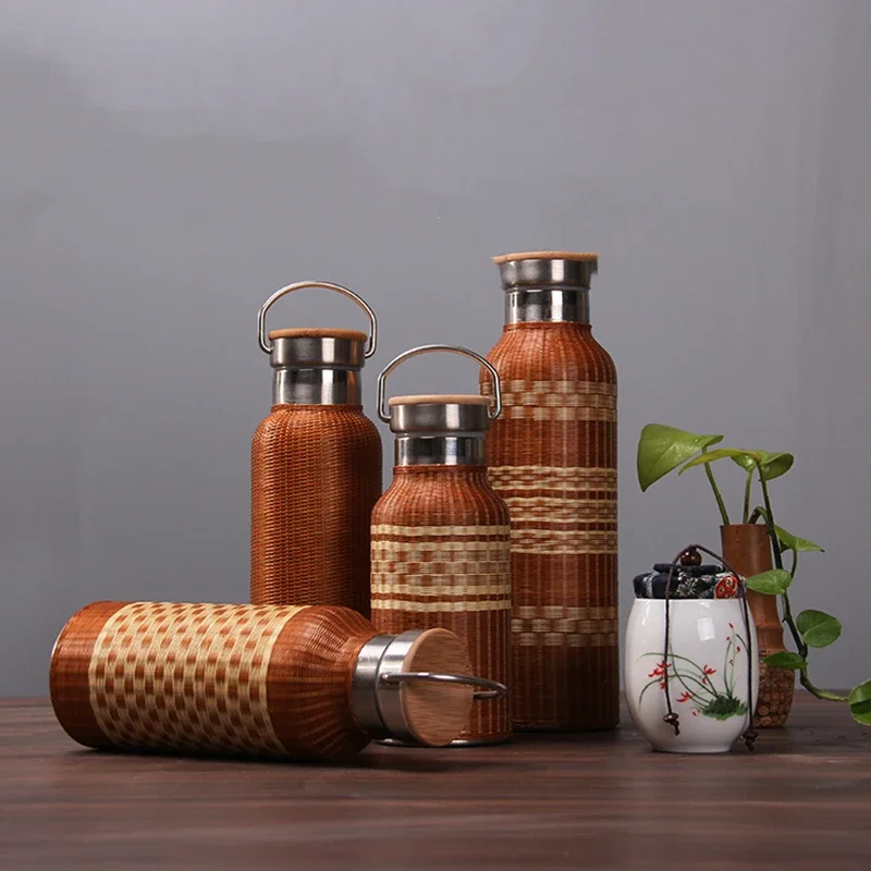 Chinese Style Water Bottle Home Parts Tea Set Portable Thermos Kettle Handmade Bamboo Weaving Water Jug Large Capacity Teapot