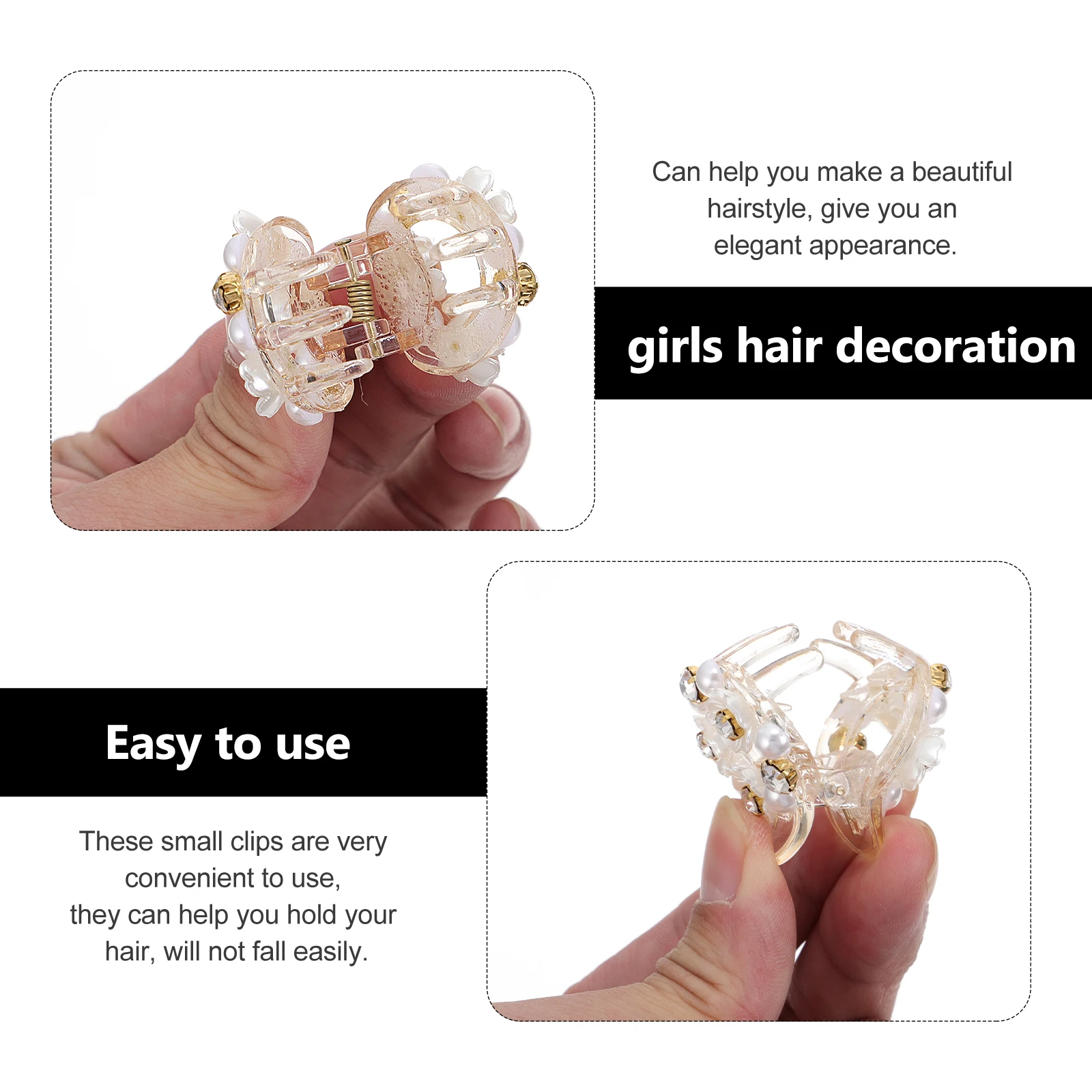 

2pcs Pearl Flower Claw Clips Women Hairpin Long Claw Clip Elegant Hair Accessories Transparent Resin Hair Clamps Durable