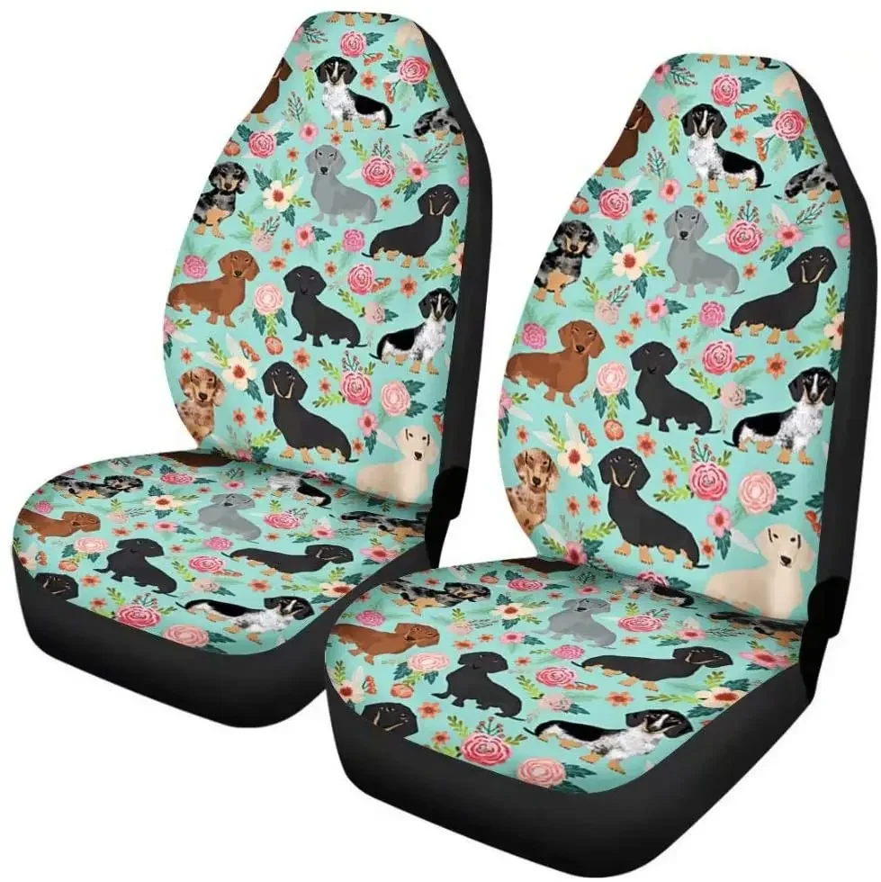 Dachshund Front Seat Covers Bohemia Design Car Interior Protector Set of 2 Universal Fit for Vehicle Sedan SUV and Truck