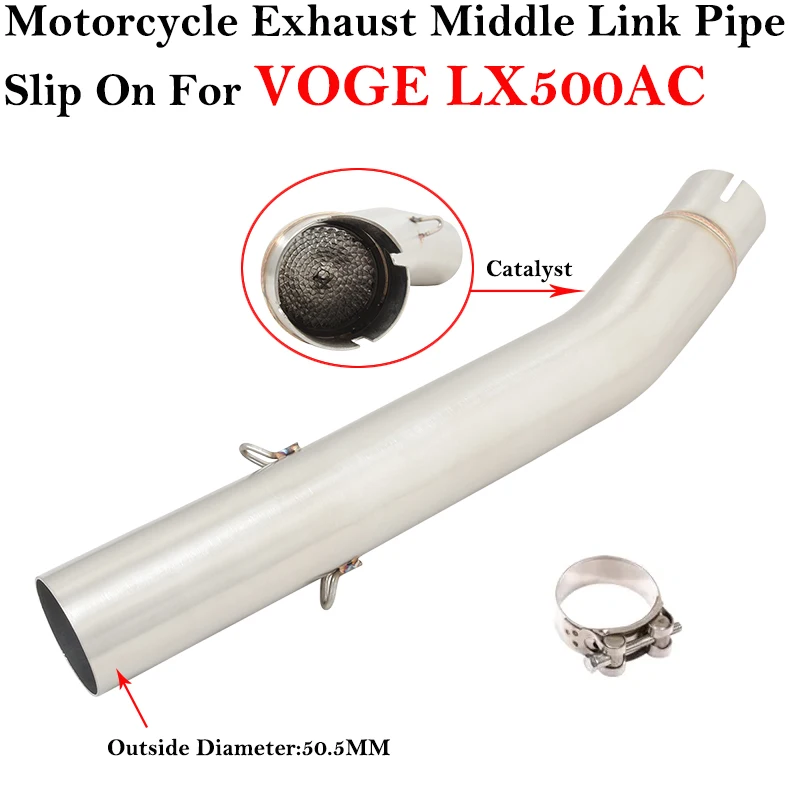 Slip On For VOGE LX500AC LX 500AC 500 AC Motorcycle Exhaust Modify 51MM Middle Link Pipe Escape System Connection Muffler