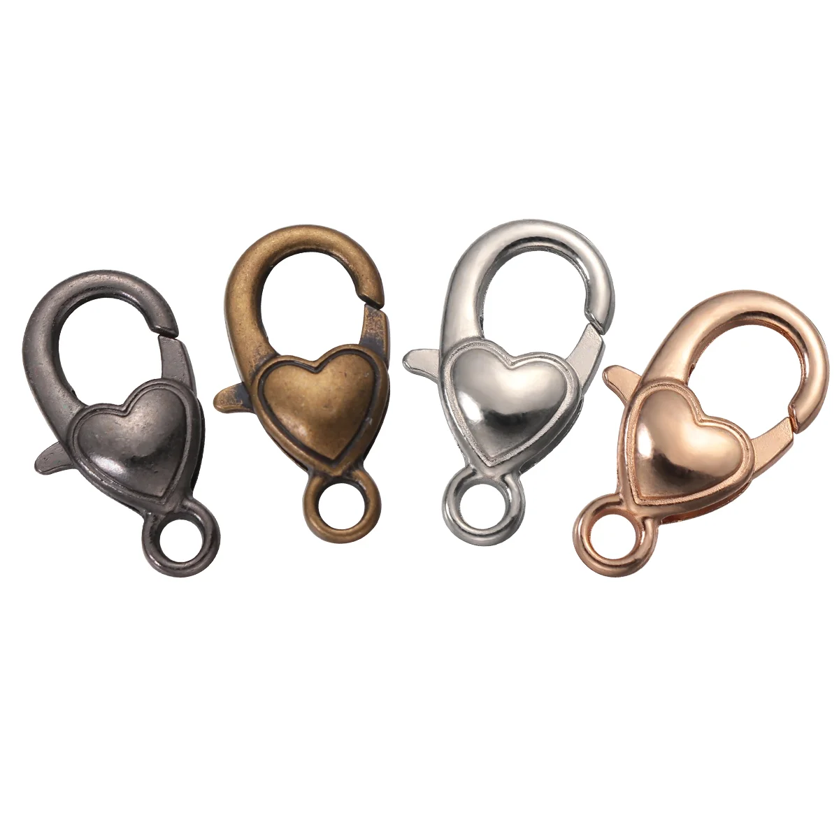 

40 pcs Lobster Clasp Alloy Jewelry Making Clasps Heart Key Chain Holder Bag Charm Craft Findings Accessories for Necklace