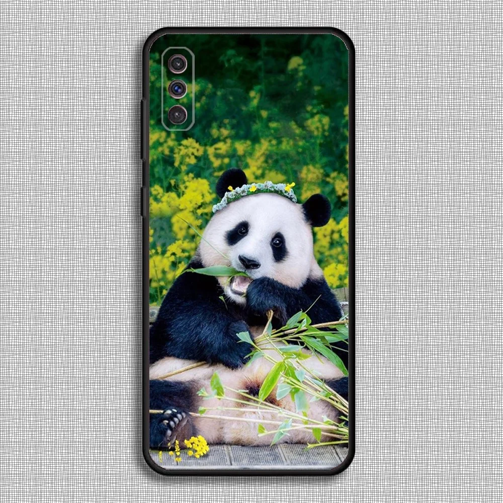 Cute Fubao panda Phone Case For Samsung S23,23,22,30,21,10,9,Note20 Ultra,Lite,Ultra,5G,Plus,FE,Black Soft Case