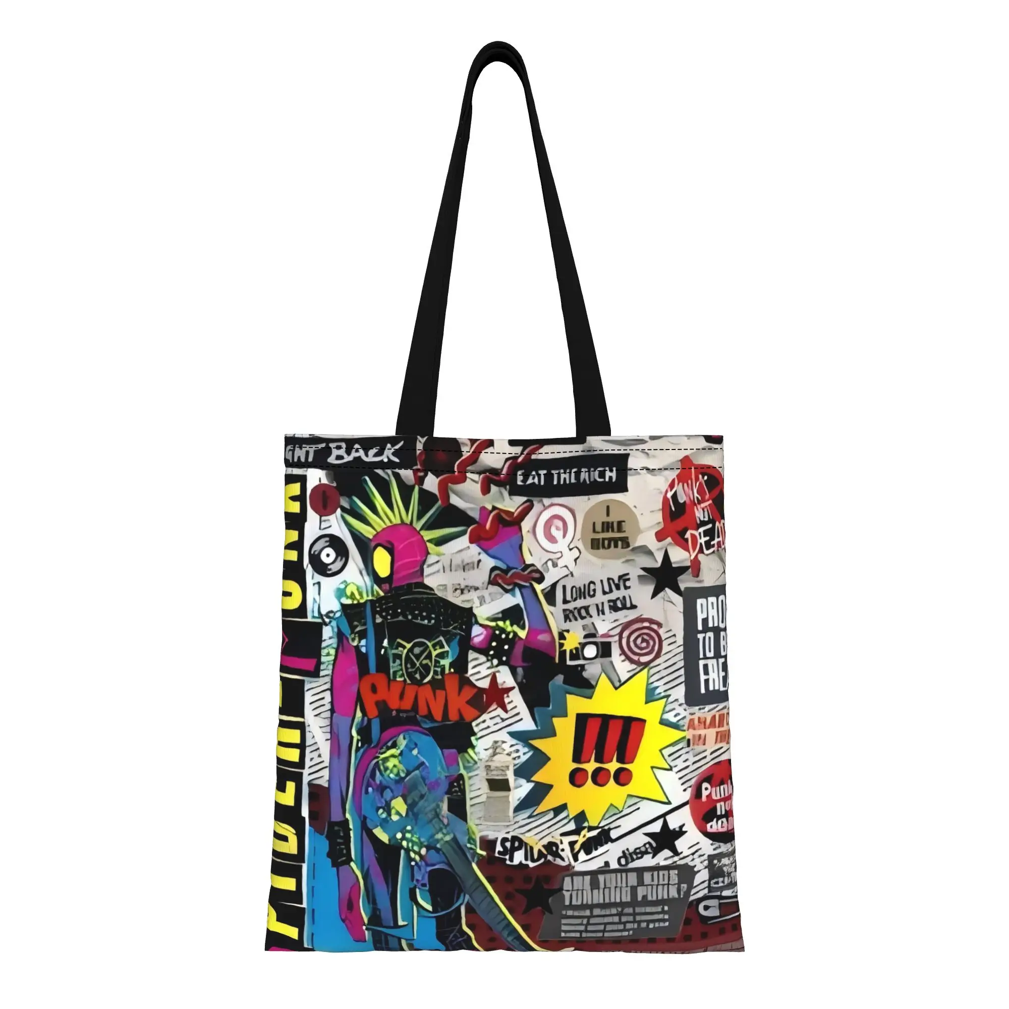 

Punk Spider Man Marvel Canvas Tote Bag Perfect for Shopping Women's Top-Handle Bags