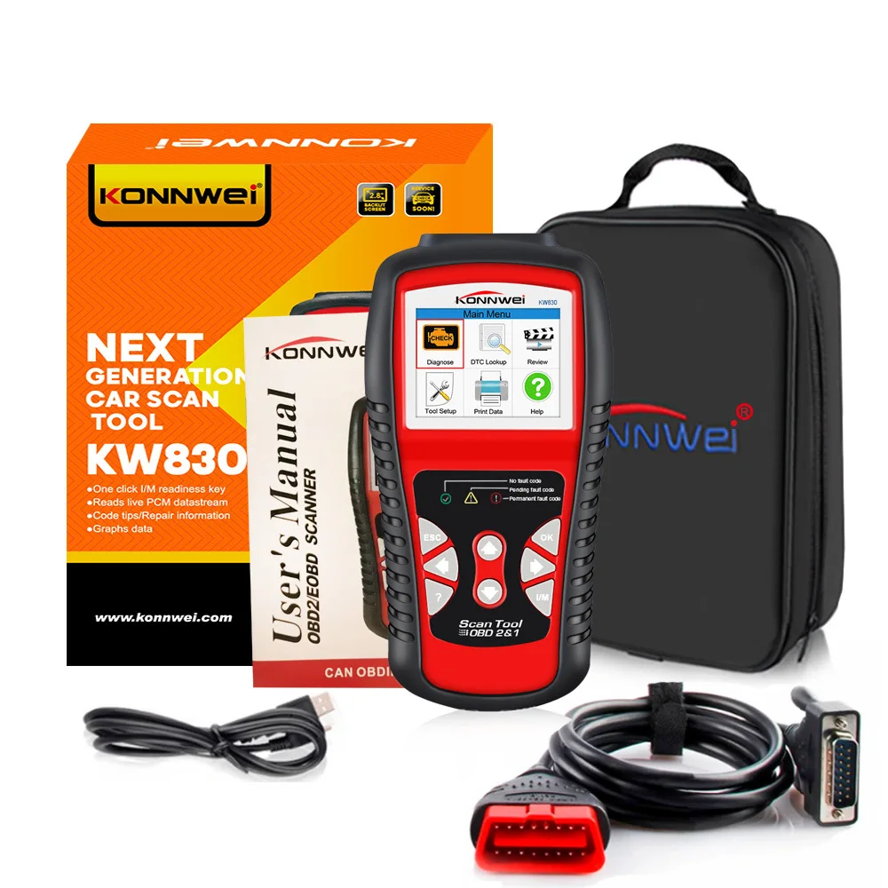 

For KONNWEI KW830 OBD2 EOBD CAN Scanner Auto Code Reader Car Diagnostic Tool Engine Check/O2 Sensor/Battery Testing NT301X431