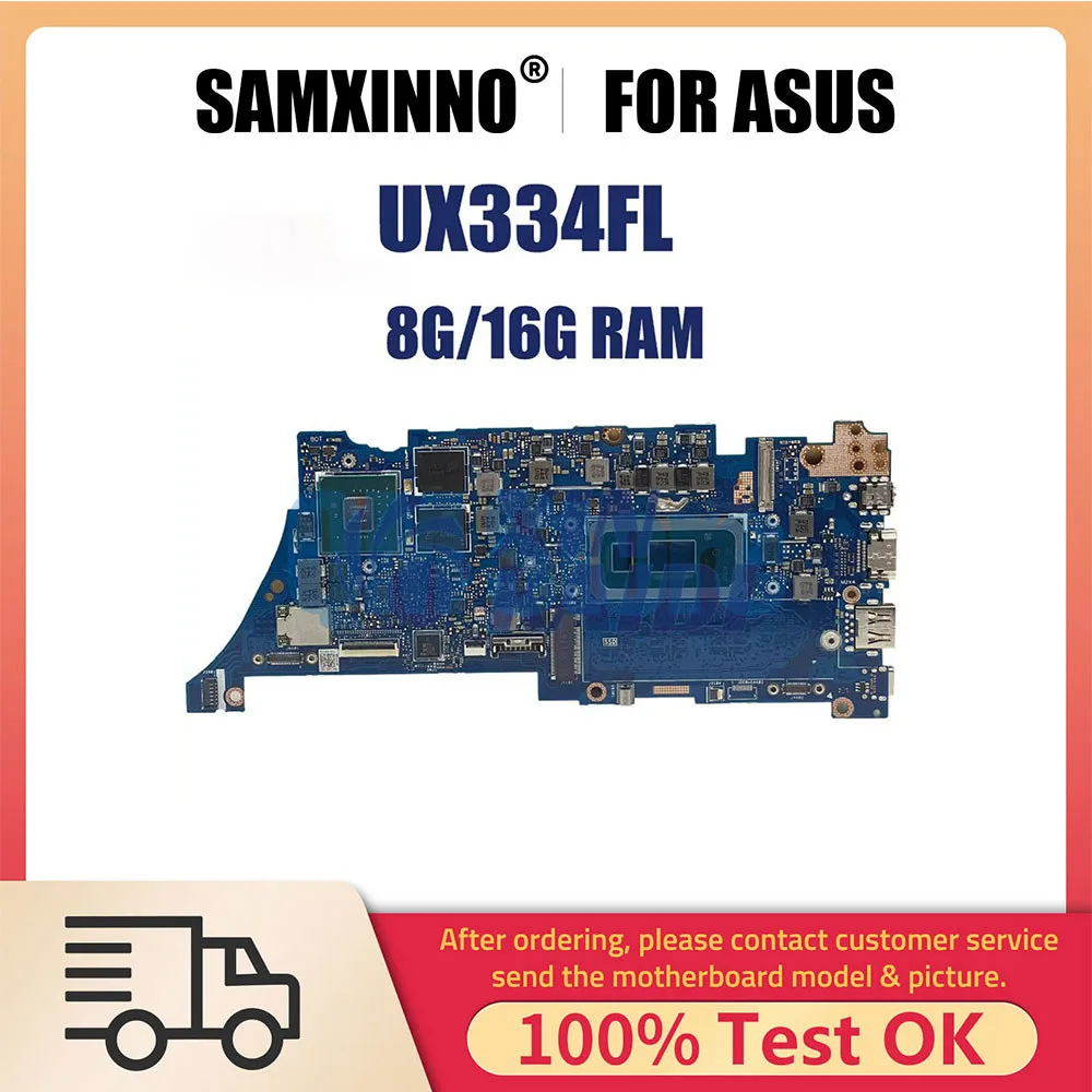 Notebook Mainboard For ASUS UX334FL UX434FL UX434FA  UX334FA UX334FLC UX434FLC Laptop Motherboard I5 I7 8th 10th Gen 8G 16G RAM