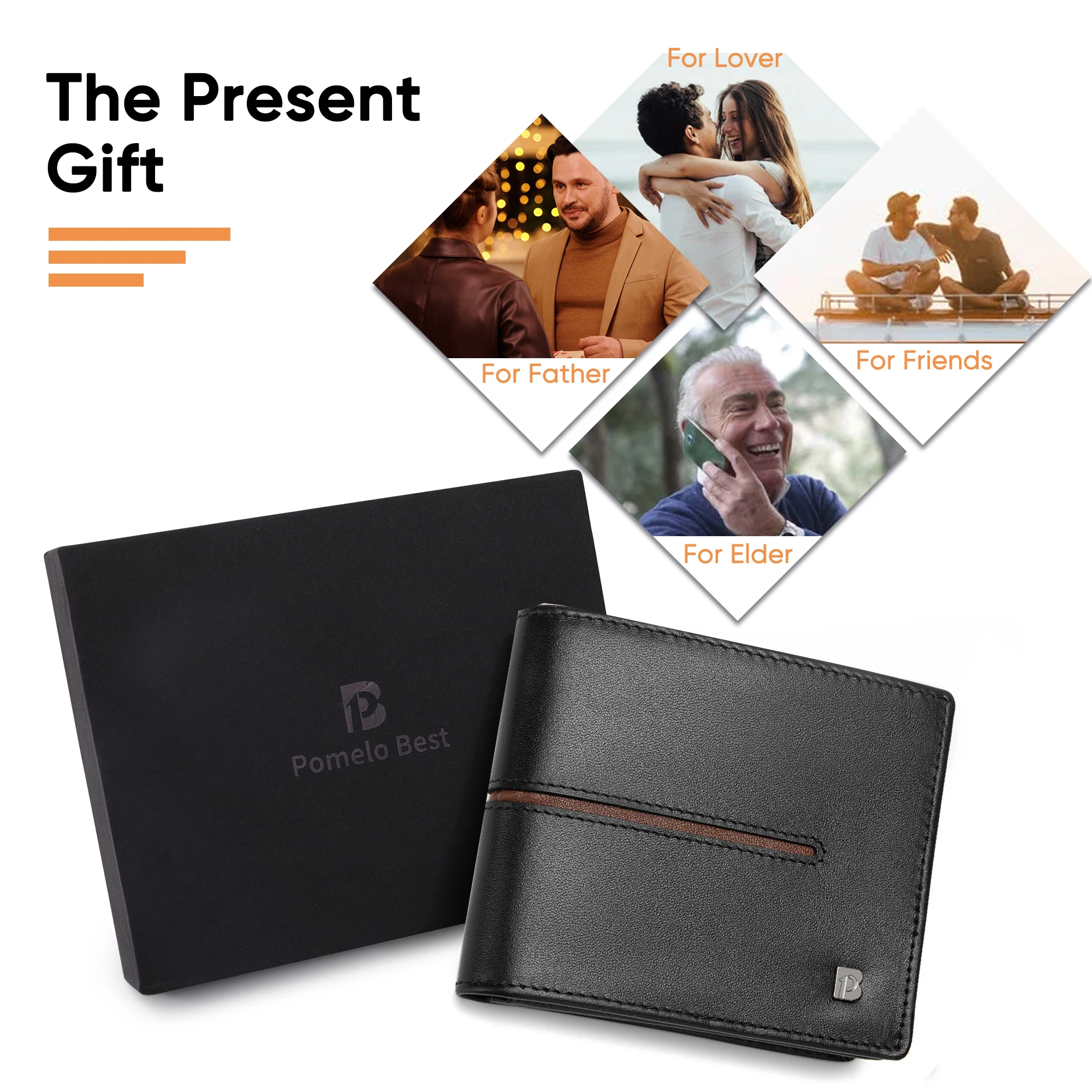 Mens Bifold Wallet Soft Genuine Leather Black Western Secure and Durable Extra Capacity Billfold with Credit Cards slot for gift