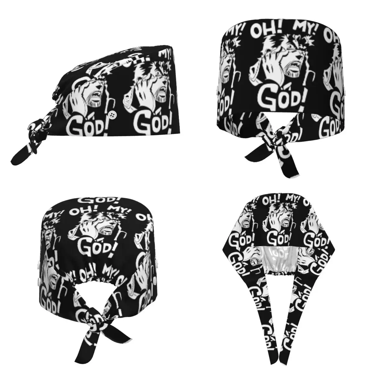 Joseph Joestar Oh My God Jojo Bizarre Adventure Scrub Hat Doctor Working Surgical Cap Men Women Adjustable Nursing Caps Dentist