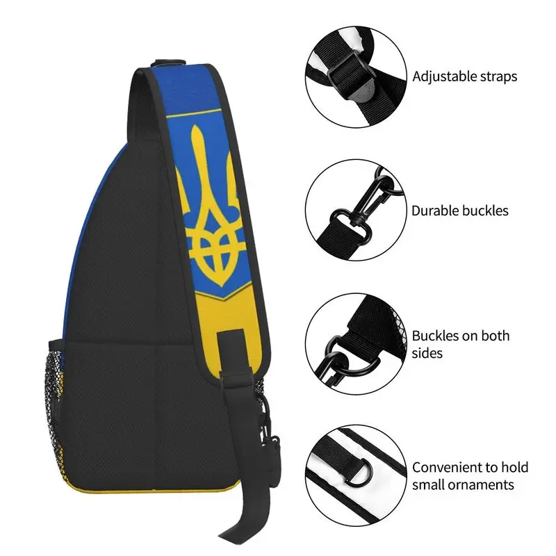 Flag Of Ukraine Sling Chest Bag Custom Ukrainian Patriotic Crossbody Shoulder Backpack for Men Travel Hiking Daypack