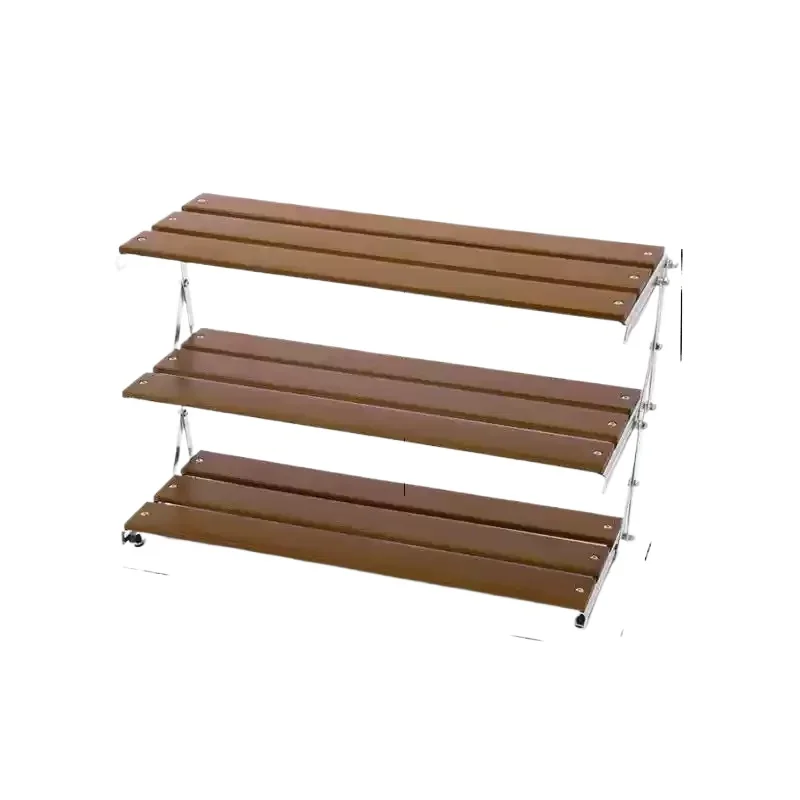 

Vintage Folding Storage Rack, Coffee Corner Organizer, Solid Wood Desktop Cup Stand, Bar Counter Display Shelf