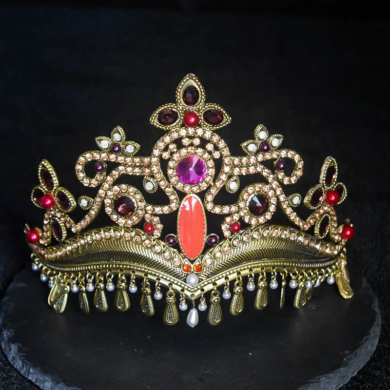 

New Style of Ethnic Crown Tiara Princess Hat Hair Accessories