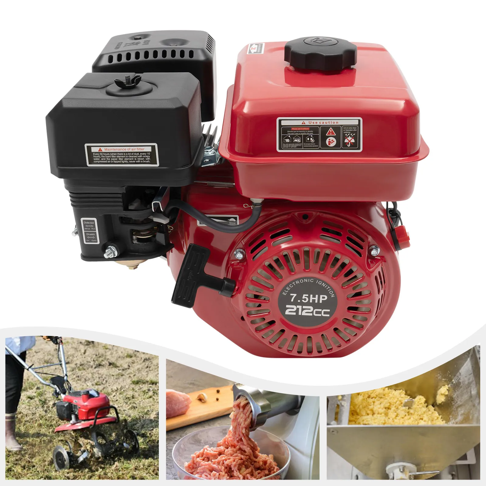 3000w 4-Stroke Gas Powered Engine, 7.5 Hp Motor Gas Powered Portable Engine Pull Start Air Cool