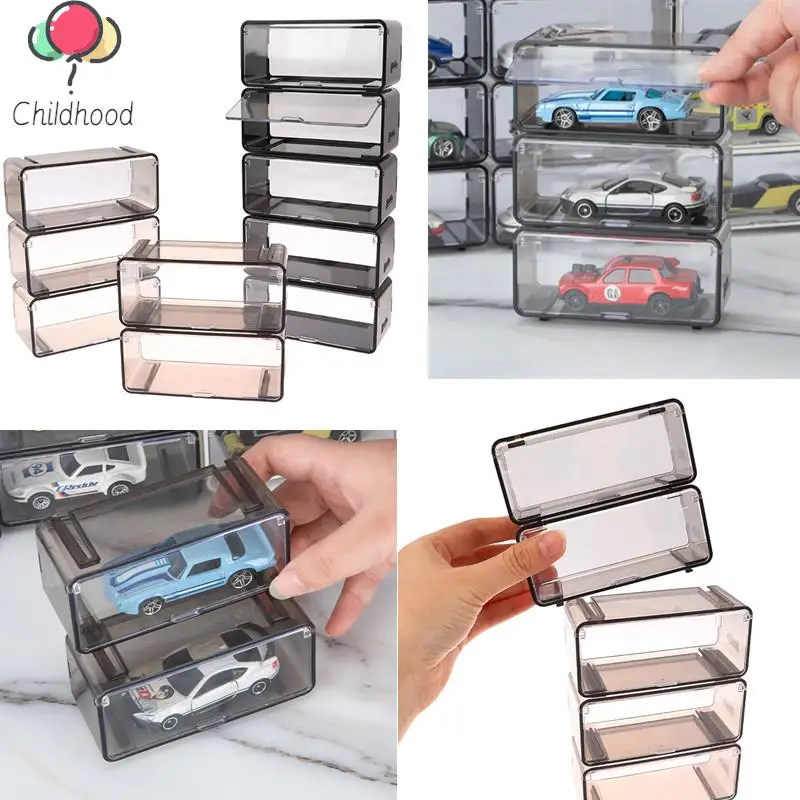 

5Pcs/Set Car Toys Transparent Dustproof Carro Model Collection Display Combinable Shell Acrylic Storage Box For Boys Gift