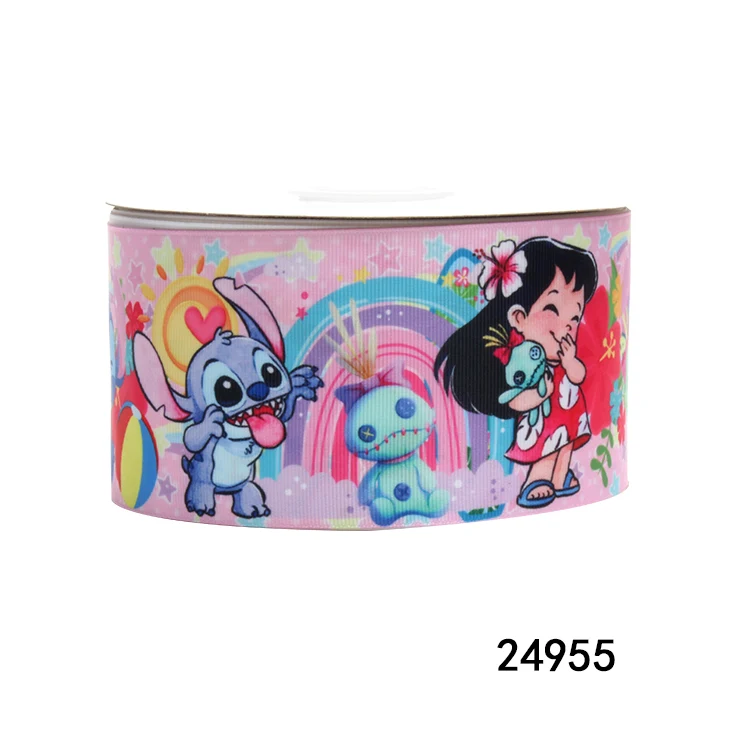 5Yards Disney Stitch Cartoon Grosgrain Ribbon for Hairbows Craft Materials