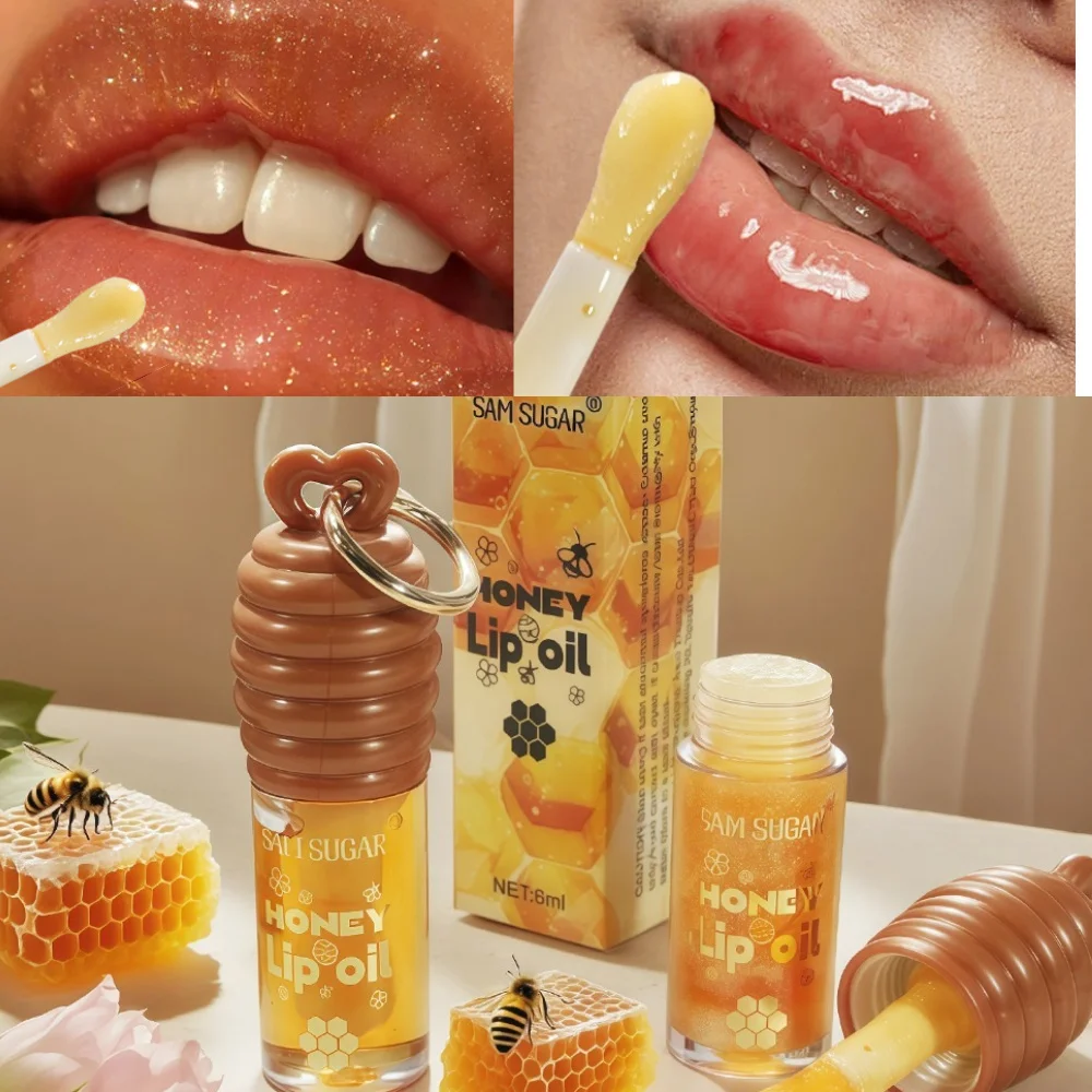 زيت الشفاه SAM SUGAR 2-Color Honey Essence رطوبة تدوم طويلاً، يقلل من خطوط الشفاه ملمع شفاه مرطب شفاف #2