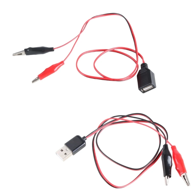 USB 5V Clip On Test Cable For Fans, LED Lights, Blowers, Cameras 60cm Length,Positive, Black Negative Dropship