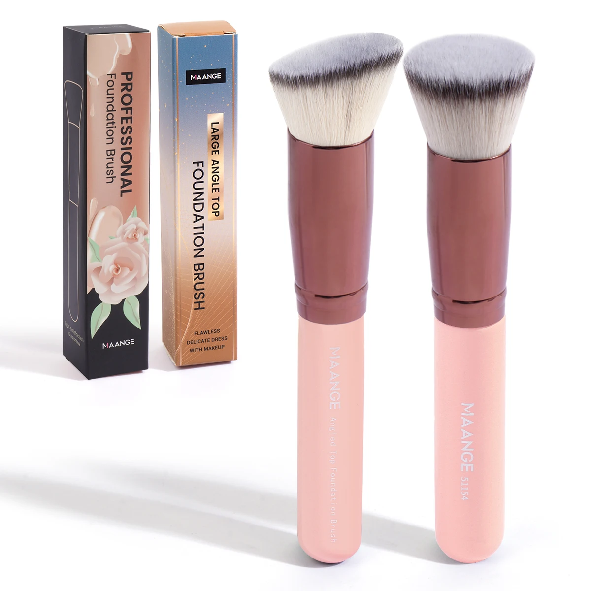 Maange Foundation Make-Up Borstel Platte/Hoek Concealer Poeder Blush Borstel Met Dichte Doos Zachte Borstelborstel Schoonheid Tool Voor Vrouwen