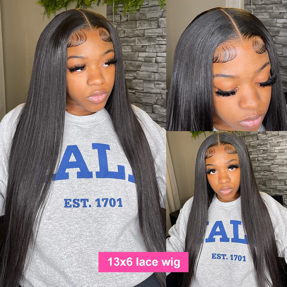 250 Density Raw Human Hair Wigs Glueless Lace Front HD 13x6 Frontal 40 Inches Braided Half Brazilian Bone Straight Pre Plucked