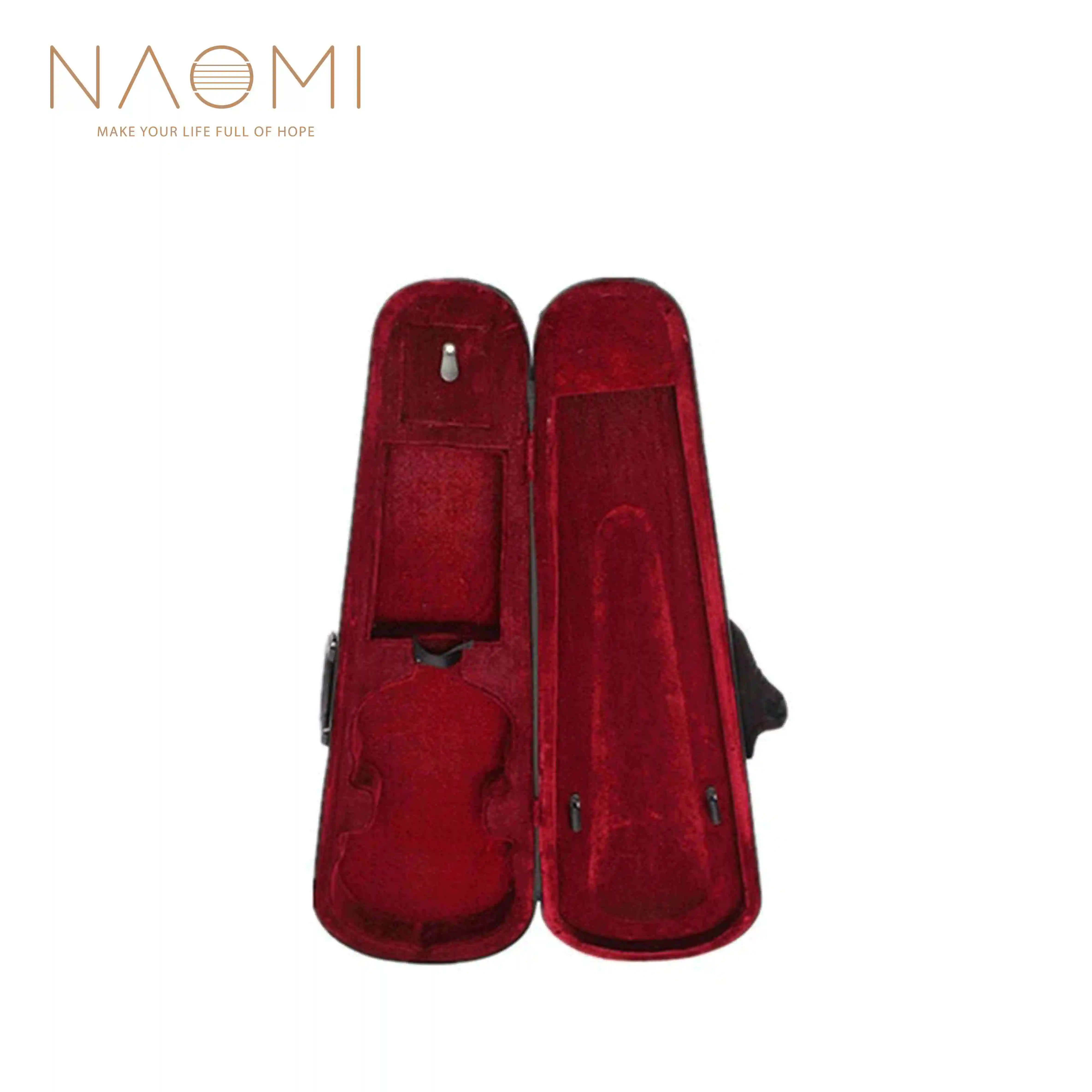 

NAOMI Red Violin Case1/8 1/4 1/2 3/4 Size Professional Triangular Shape Violin Hard Case Red Inside Violin Parts Accessories