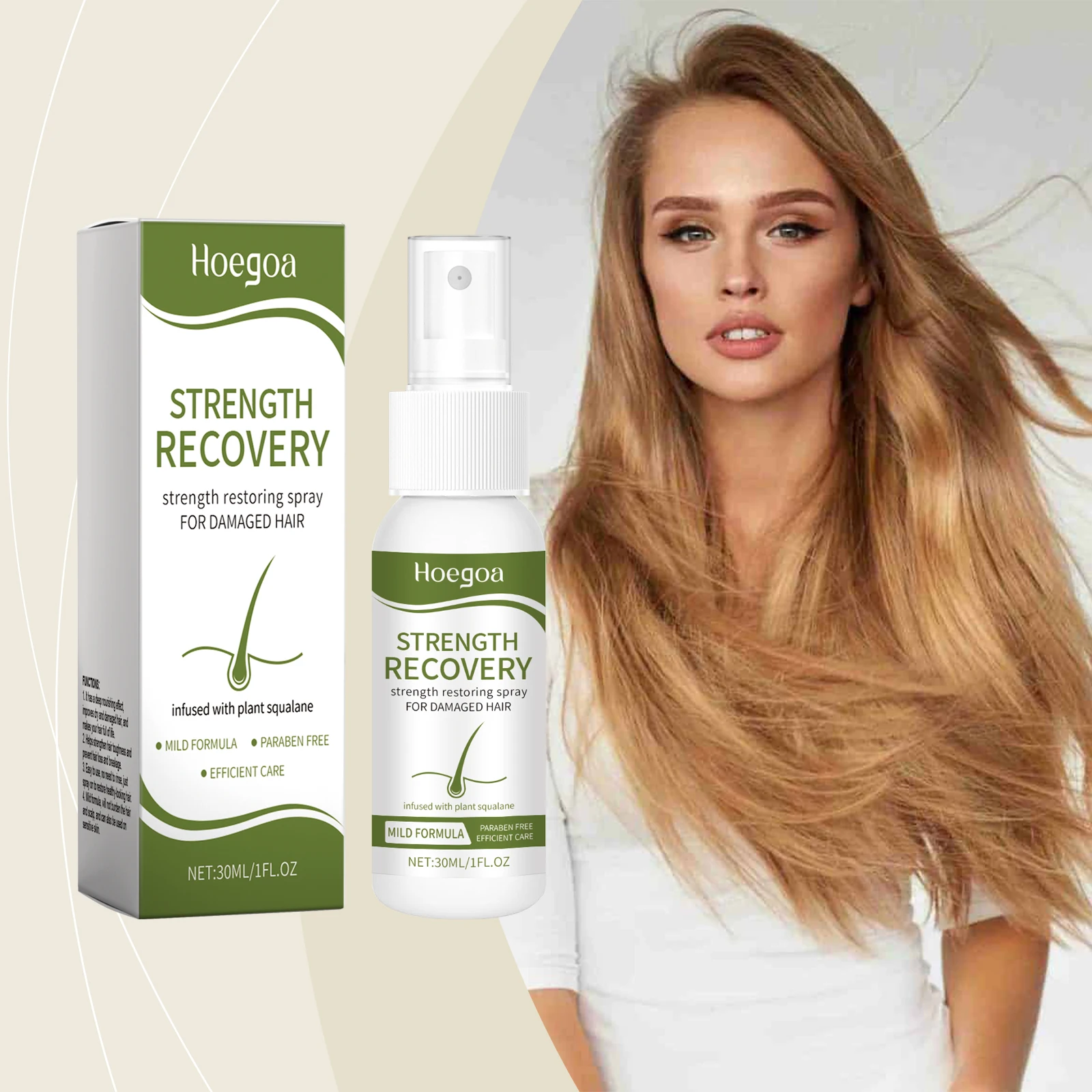 

Спрей для ухода за волосами без смывания, укрепляющий волосы, с питательным эффектом, для эффективного восстановления поврежденных волос, 30 мл