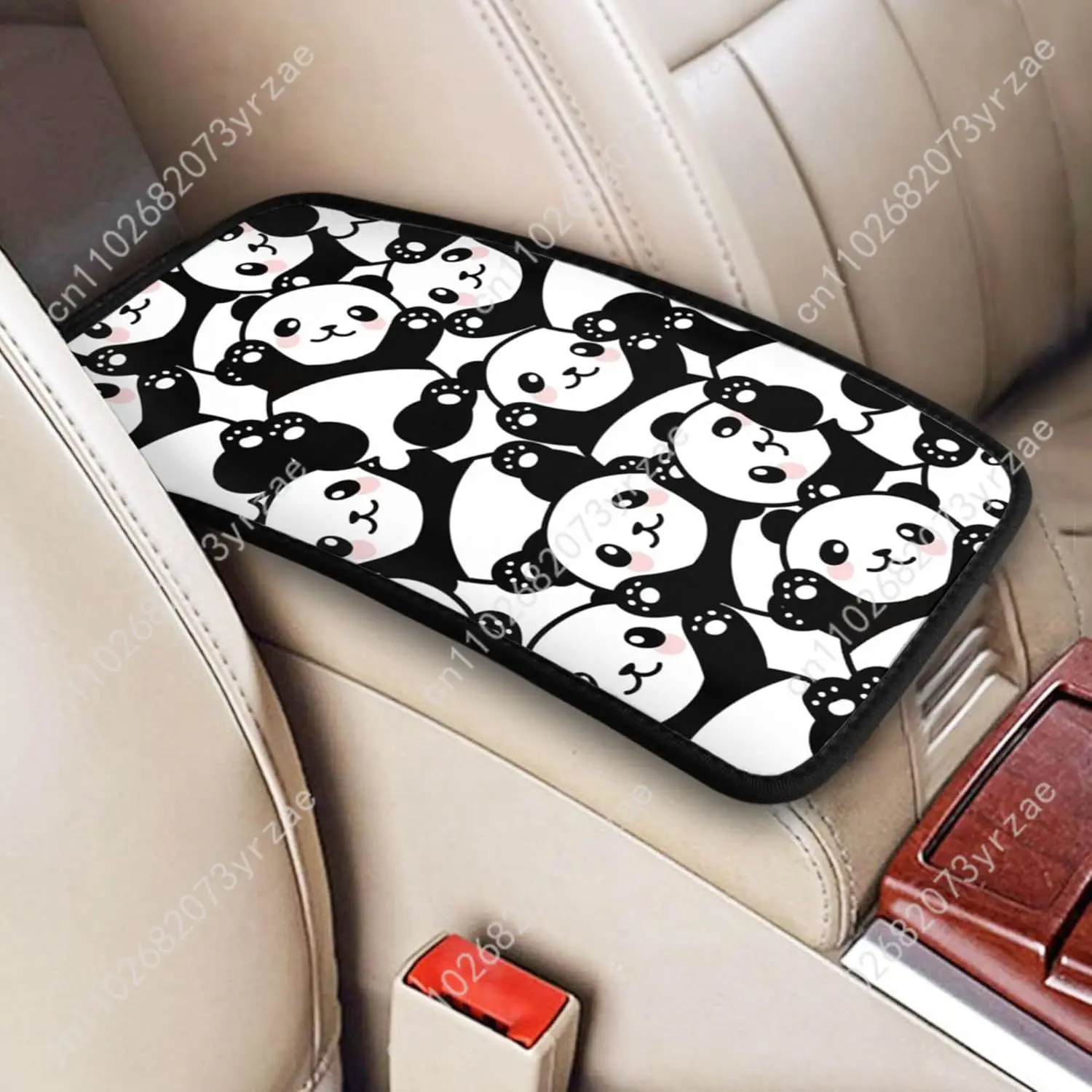 

Cute Panda Universal Car Armrest Cushion High Quality Non-Slip Car Armrest Cover Elastic Straps Car Interior Accessories