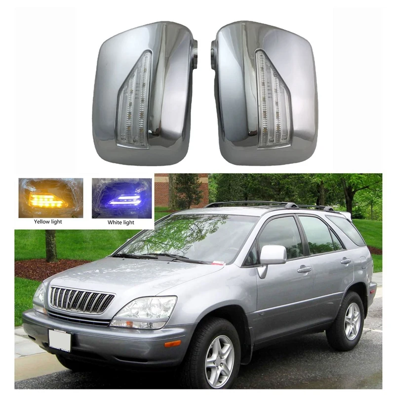 1Pair Car Door Mirror Cover With LED Trim Light Replacement Accessories For Lexus Rx300 XU110 RX 300 Is300 1998 - 2003