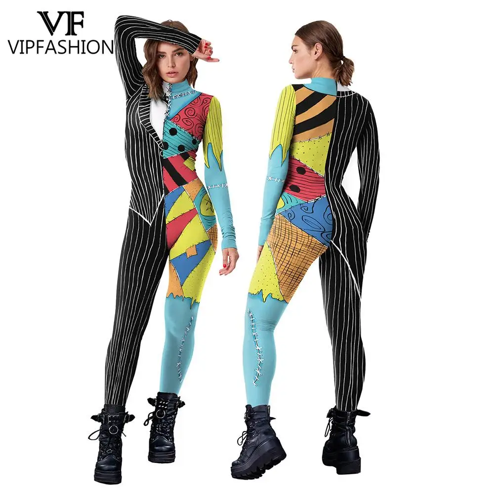 VIP FASHION-Robes de Sally pour femmes, costume de cosplay de film, costume de batterie Zentai, costume de fête de paupières, robe de leggings, déguisement imbibé, combinaison d'horreur