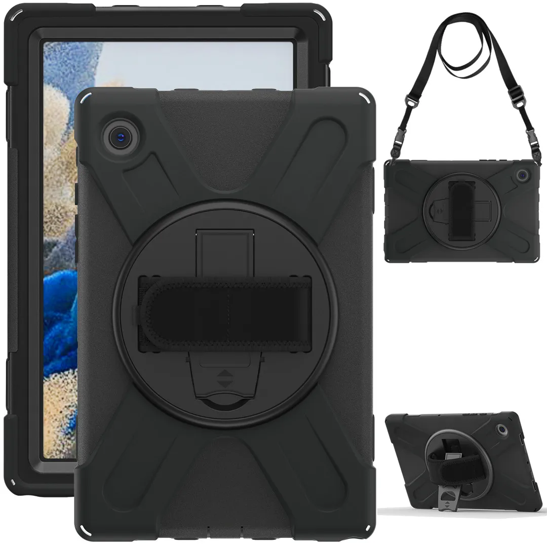 

Kids Safe Stand Case for Samsung Galaxy Tab A8 10.5 Cover, Shockproof Armor Strap Cover Tab A SM-X200 X205 X200 Tablet Funda