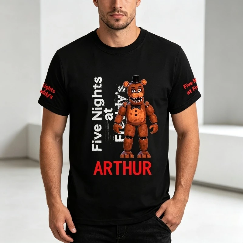 Vintage Distressed FNAF Freddy Bear  Graphic Short Sleeve Tshirt Daily Wear T Shirt Men Women Soft - view 2