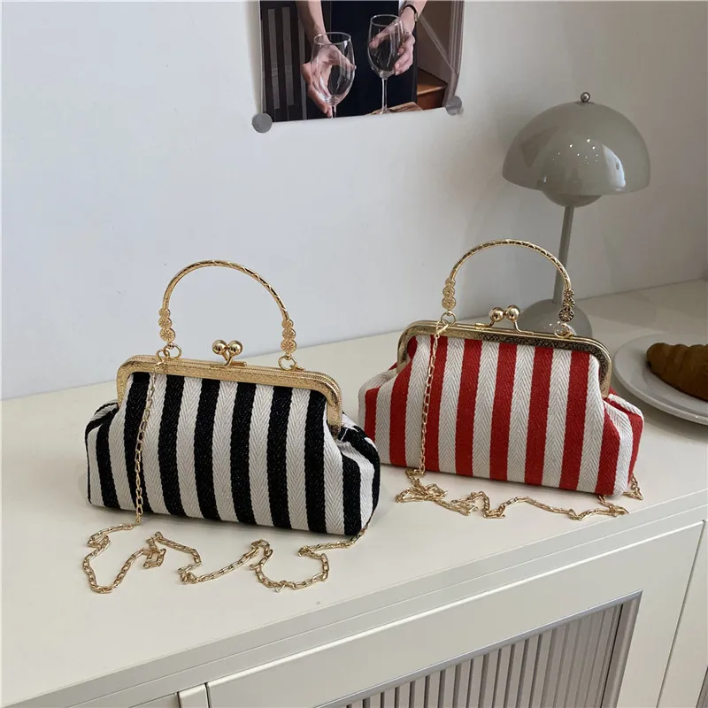 

Женская модная новая трендовая сумка через плечо, нишевая сумка-мессенджер с цепочкой, полосатая сумка